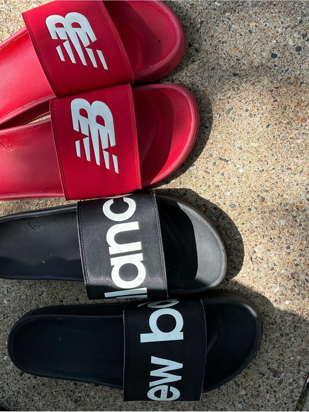 New Balance Red/white & Black/whiteSlide Sandals